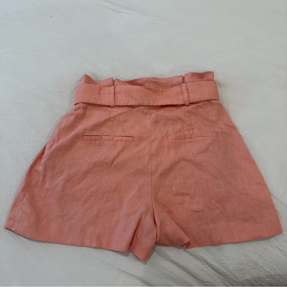 Veronica Beard Coral Linen Shorts with Belt - Picture 5 of 11